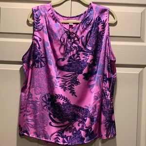 Coldwater Creek Sz 2X Silky Sleeveless Top  Gorgeous pinks and purples NWT